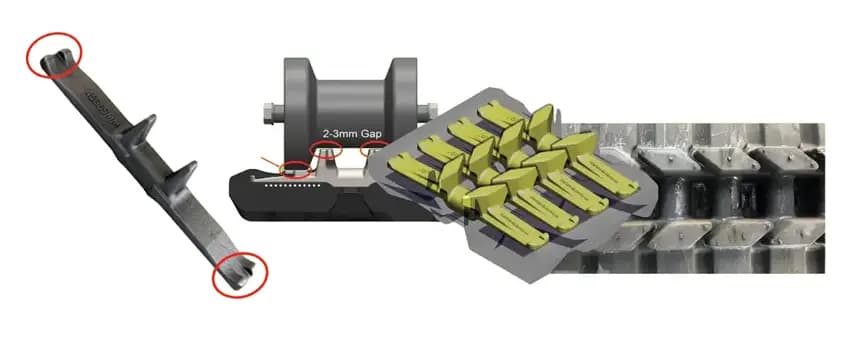 Sprocket interface · 2–3 mm tolerance gap